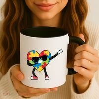 Dabbing Autism Awareness Puzzle Piece Heart Coffee Mug thumb 3