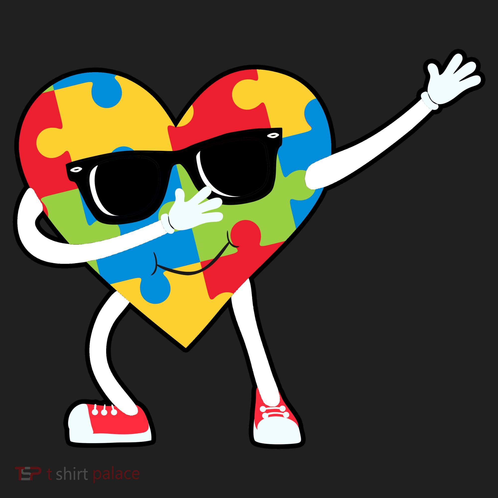 Dabbing Autism Awareness Puzzle Piece Heart Beanie