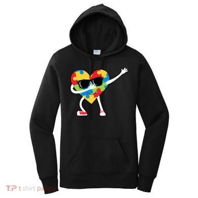 Dabbing Autism Awareness Puzzle Piece Heart Women's Hoodie