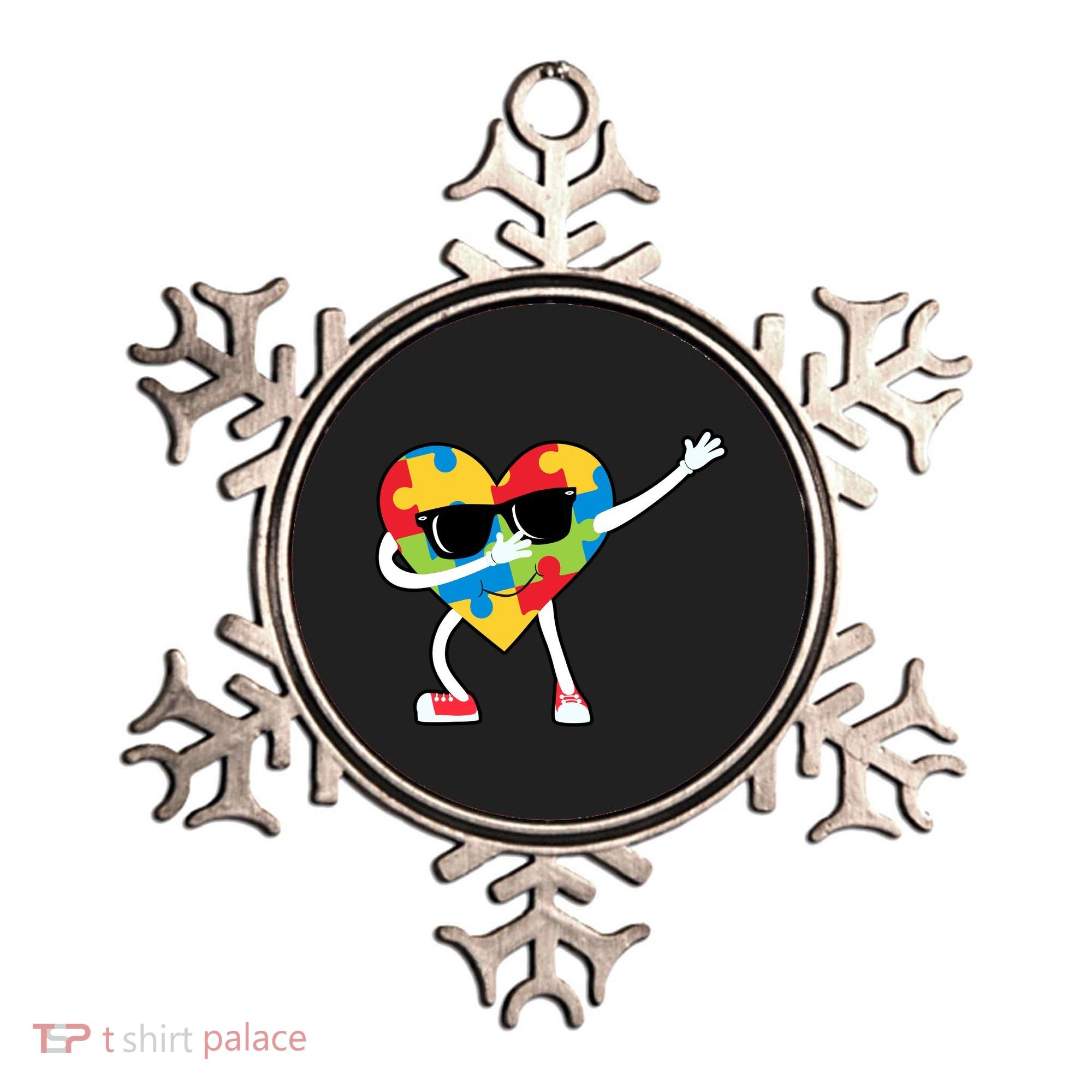 Dabbing Autism Awareness Puzzle Piece Heart Ornament