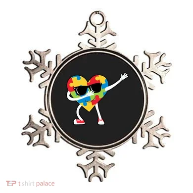 Dabbing Autism Awareness Puzzle Piece Heart Ornament