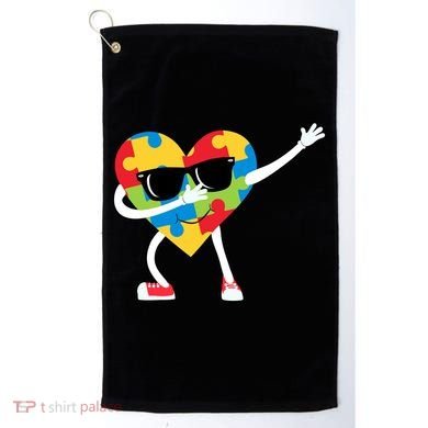 Dabbing Autism Awareness Puzzle Piece Heart Golf Towel