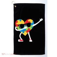 Dabbing Autism Awareness Puzzle Piece Heart Golf Towel thumb 0