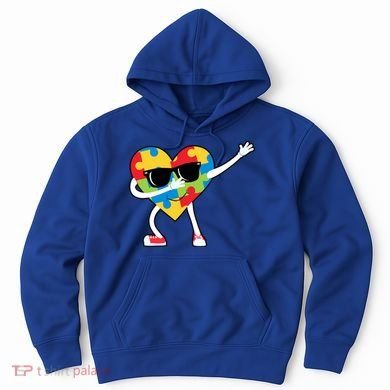 Dabbing Autism Awareness Puzzle Piece Heart Hoodie