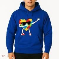 Dabbing Autism Awareness Puzzle Piece Heart Hoodie thumb 2