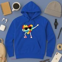 Dabbing Autism Awareness Puzzle Piece Heart Hoodie thumb 3