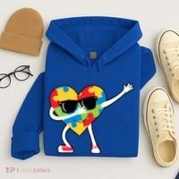 Dabbing Autism Awareness Puzzle Piece Heart Hoodie thumb 4