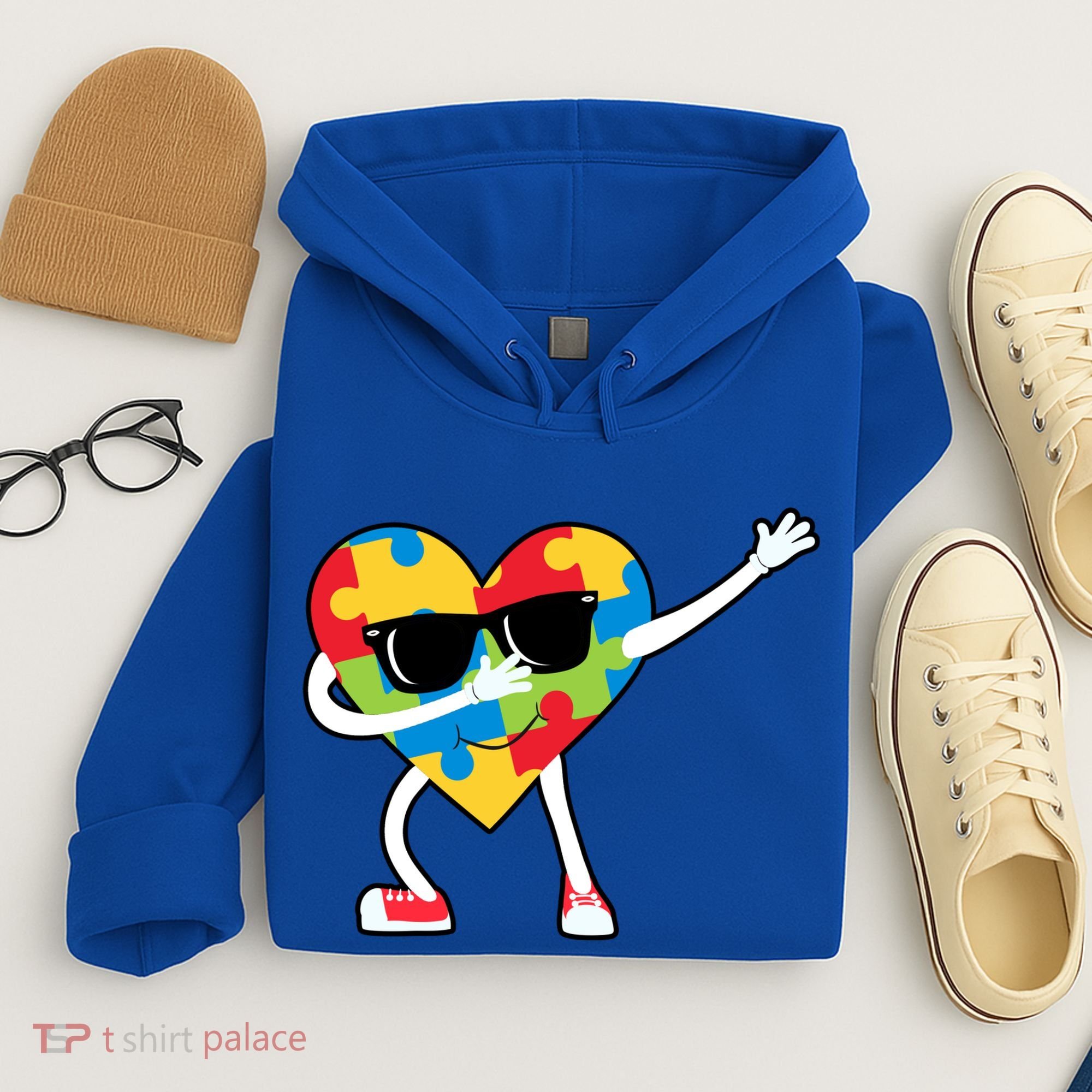 Dabbing Autism Awareness Puzzle Piece Heart Hoodie