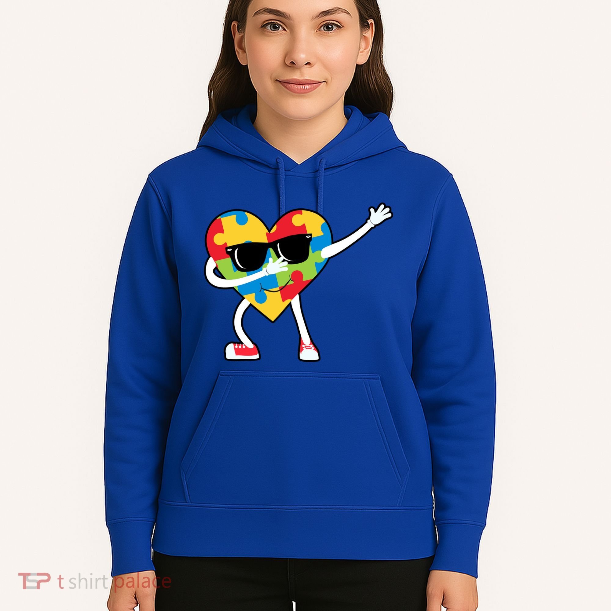 Dabbing Autism Awareness Puzzle Piece Heart Hoodie
