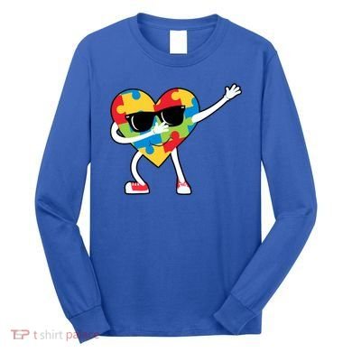 Dabbing Autism Awareness Puzzle Piece Heart Long Sleeve Shirt