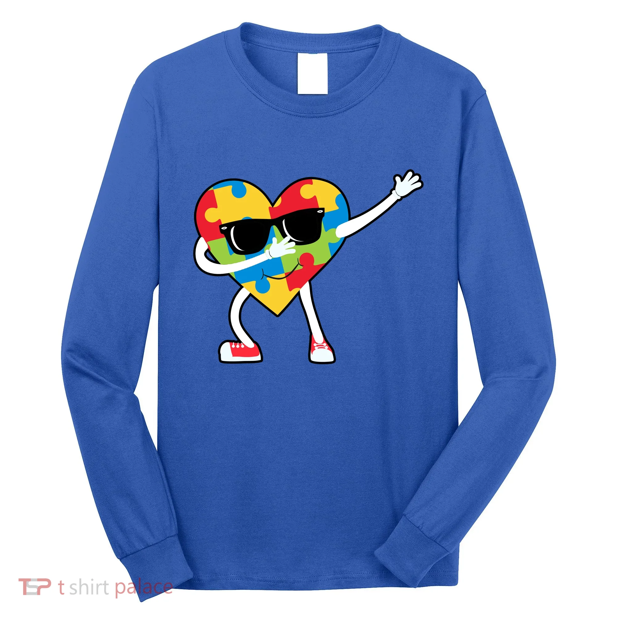 Dabbing Autism Awareness Puzzle Piece Heart Long Sleeve Shirt
