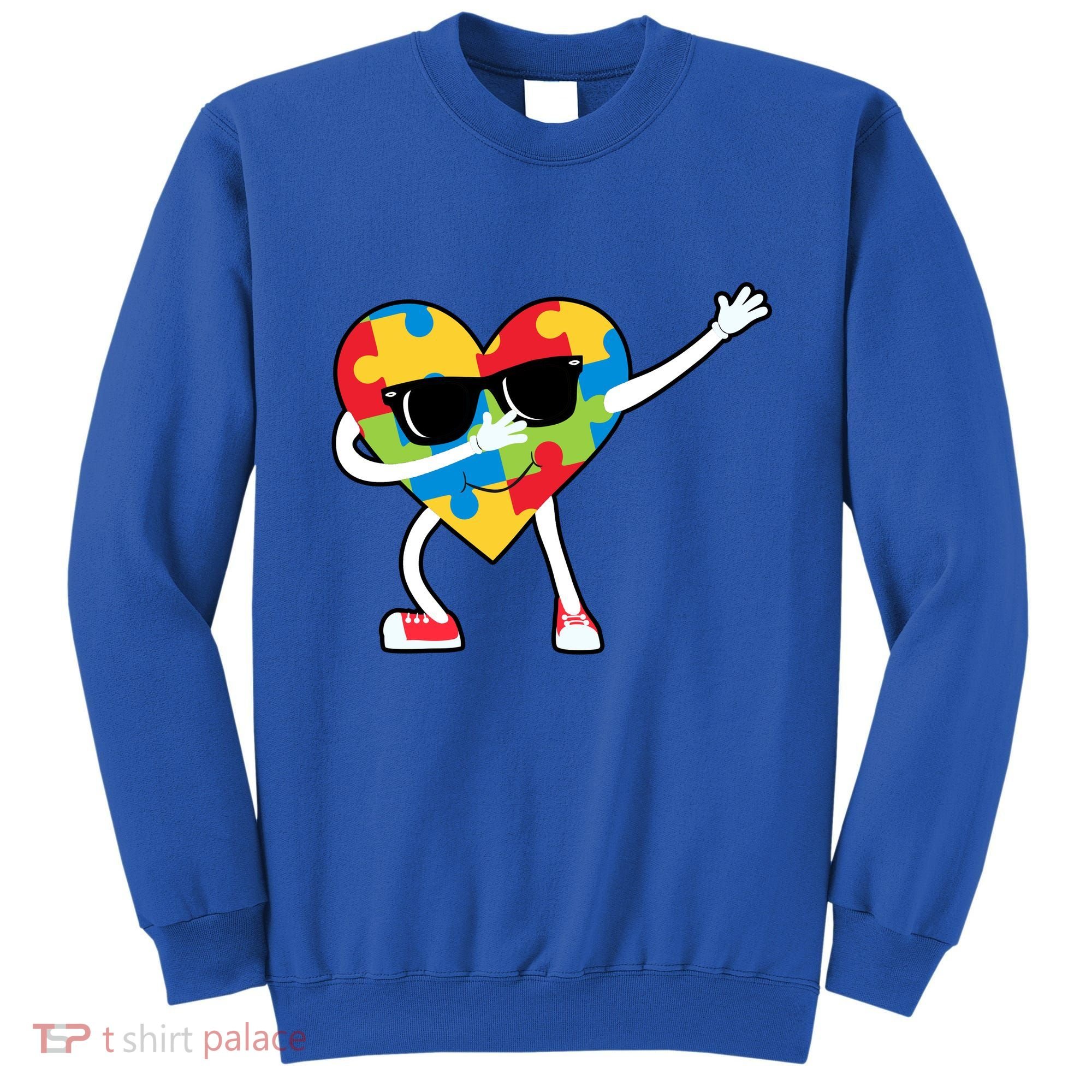 Dabbing Autism Awareness Puzzle Piece Heart Sweatshirt