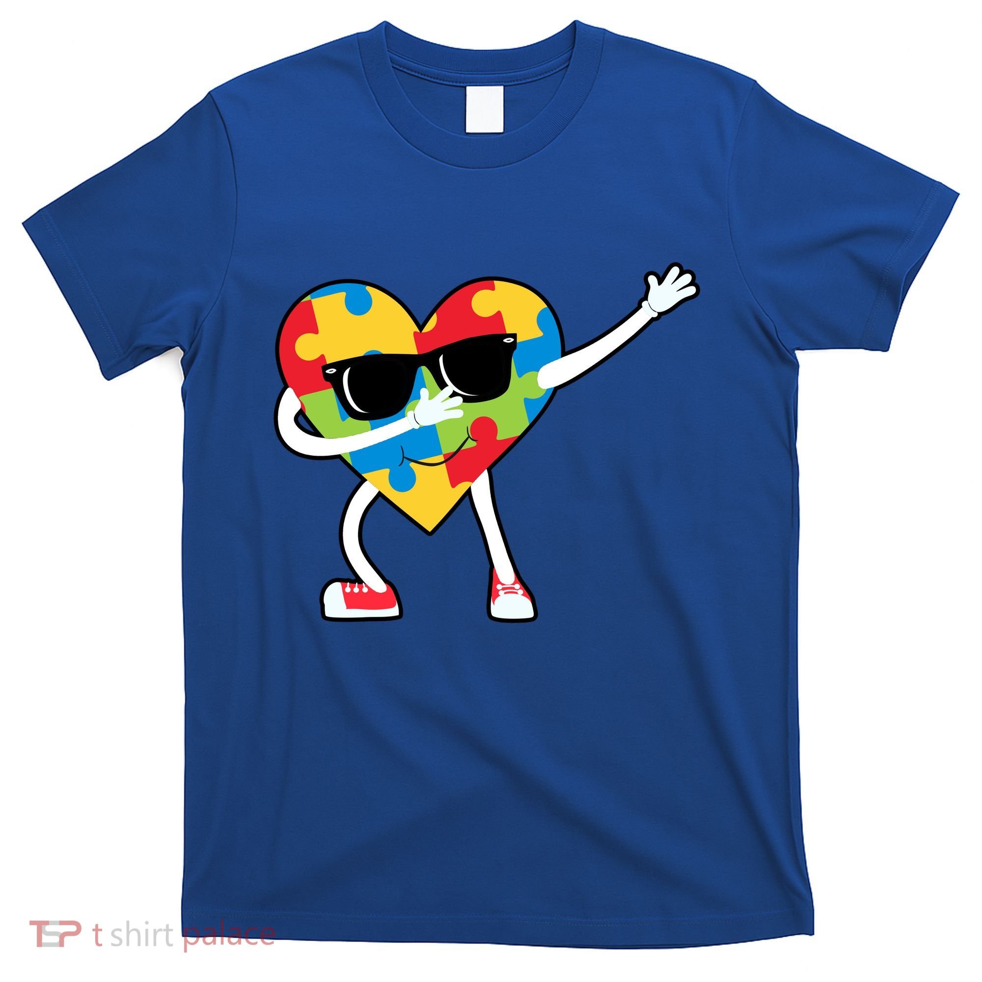 Dabbing Autism Awareness Puzzle Piece Heart T-Shirt