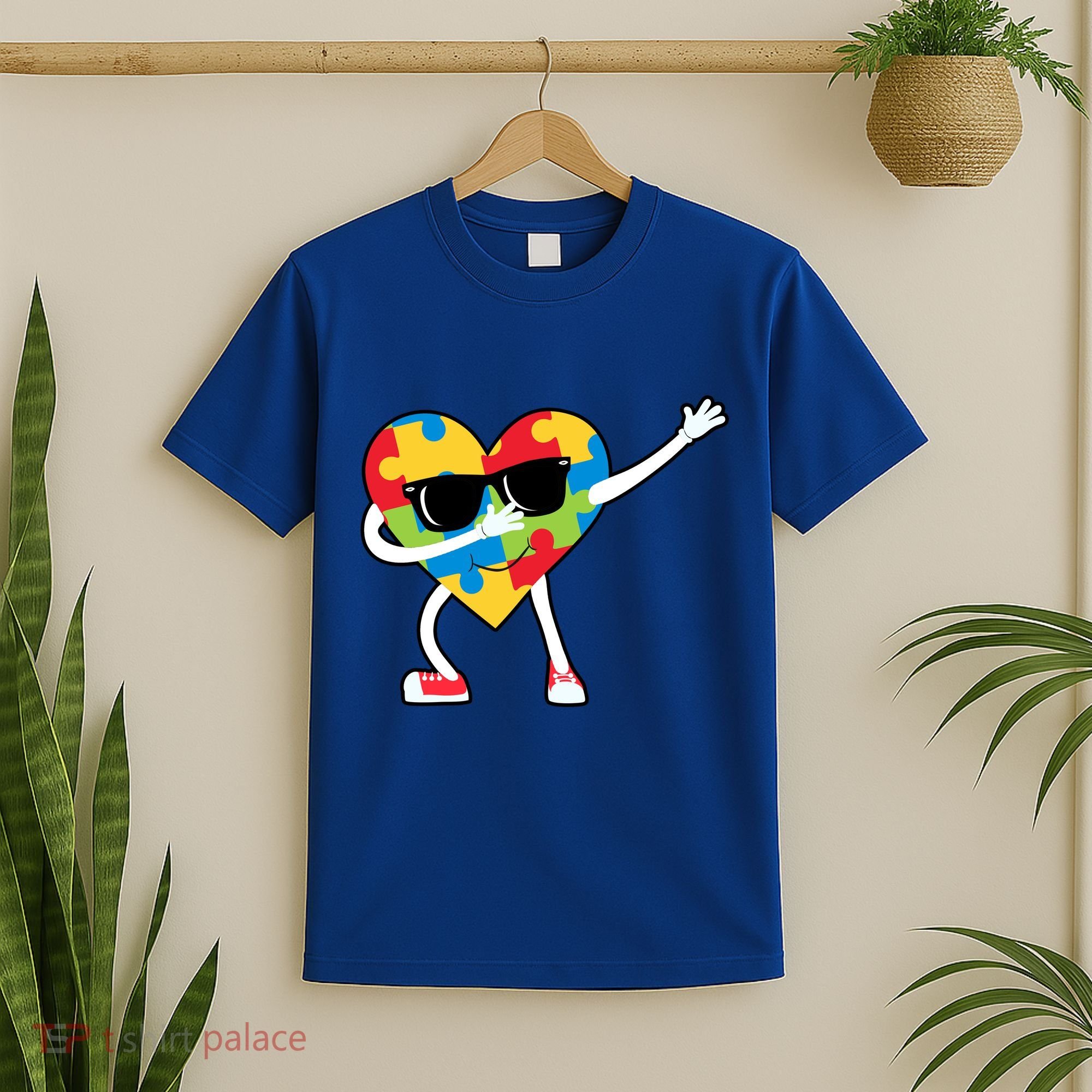 Dabbing Autism Awareness Puzzle Piece Heart T-Shirt
