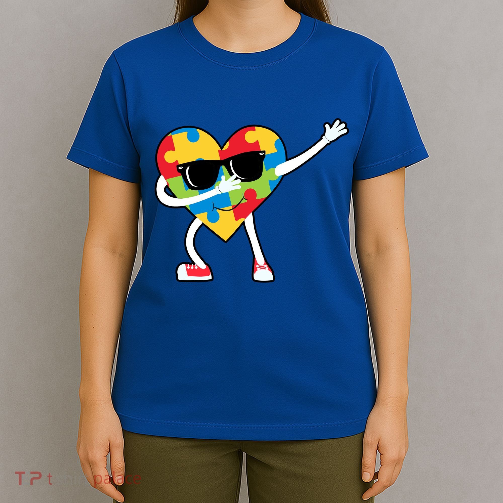 Dabbing Autism Awareness Puzzle Piece Heart T-Shirt