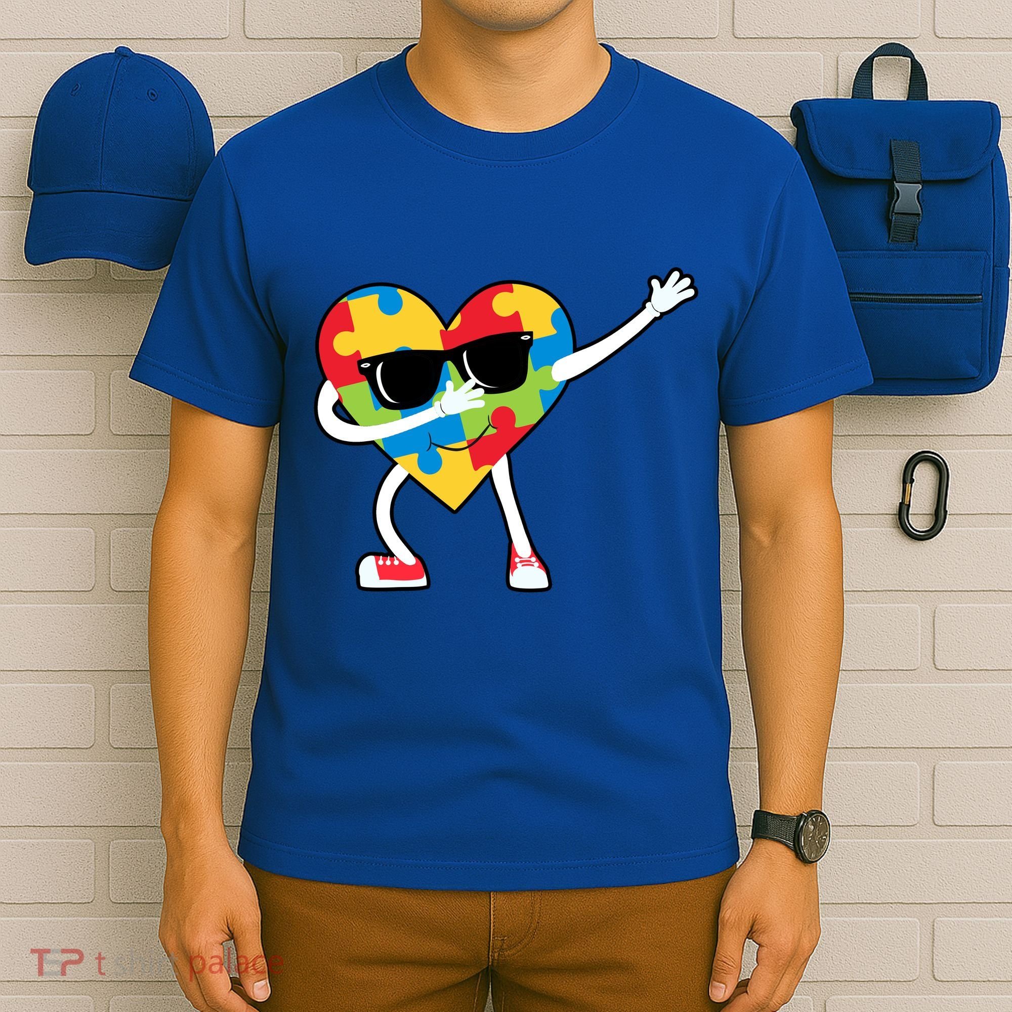 Dabbing Autism Awareness Puzzle Piece Heart T-Shirt