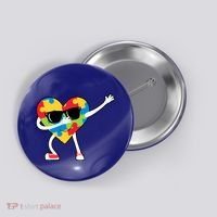 Dabbing Autism Awareness Puzzle Piece Heart Button thumb 0