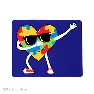 Dabbing Autism Awareness Puzzle Piece Heart Mousepad