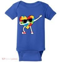 Dabbing Autism Awareness Puzzle Piece Heart Baby Bodysuit thumb 0