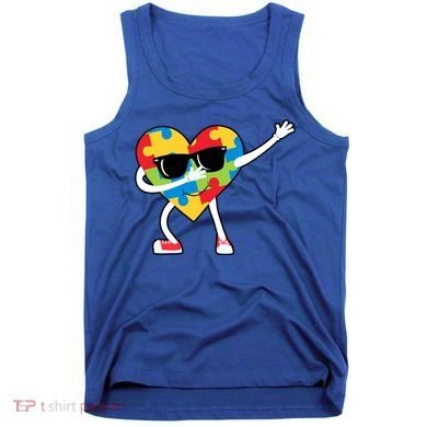 Dabbing Autism Awareness Puzzle Piece Heart Tank Top