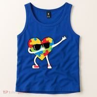 Dabbing Autism Awareness Puzzle Piece Heart Tank Top thumb 2
