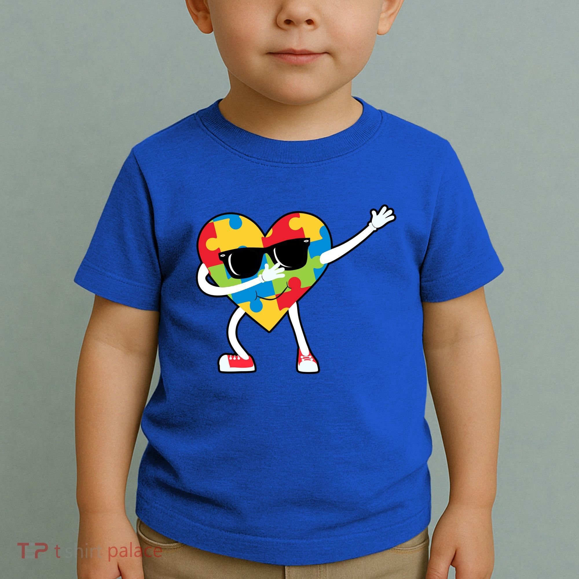 Dabbing Autism Awareness Puzzle Piece Heart Toddler T-Shirt