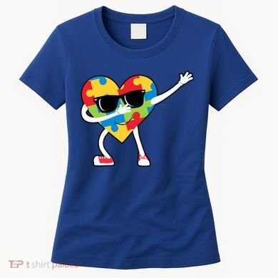 Dabbing Autism Awareness Puzzle Piece Heart Women's T-Shirt