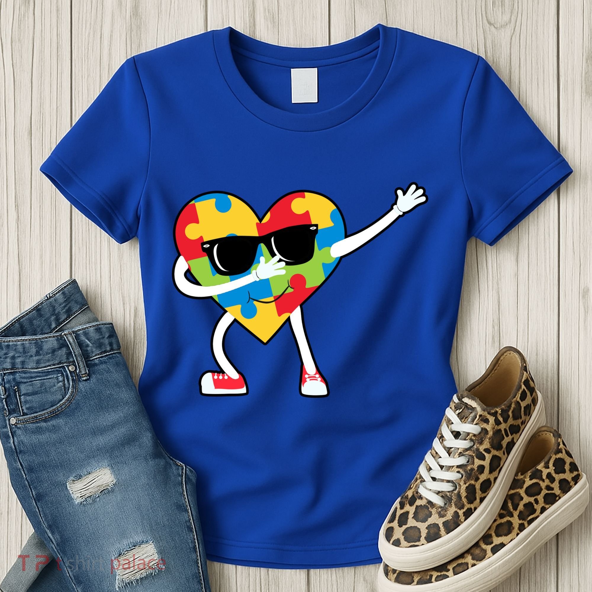 Dabbing Autism Awareness Puzzle Piece Heart Women's T-Shirt