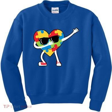 Dabbing Autism Awareness Puzzle Piece Heart Kids Sweatshirt