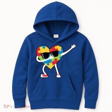 Dabbing Autism Awareness Puzzle Piece Heart Kids Hoodie
