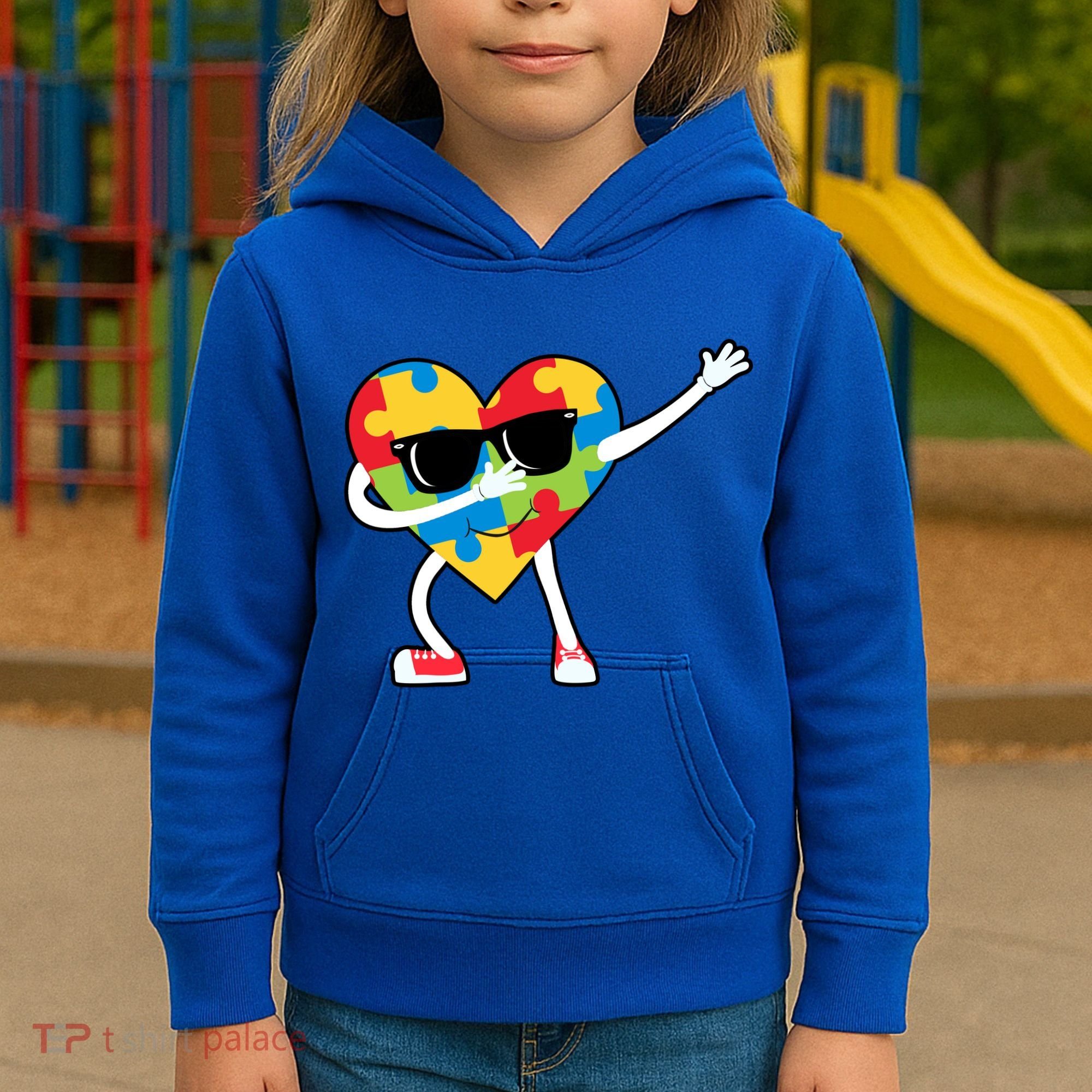 Dabbing Autism Awareness Puzzle Piece Heart Kids Hoodie