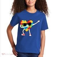 Dabbing Autism Awareness Puzzle Piece Heart Kids T-Shirt thumb 2