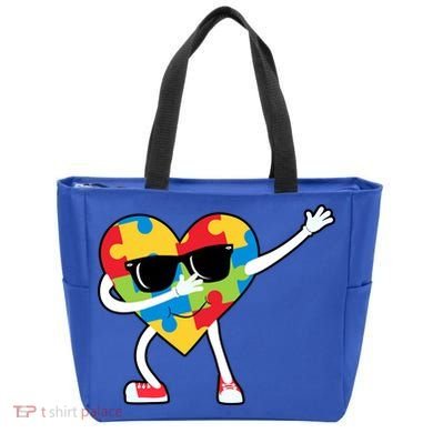 Dabbing Autism Awareness Puzzle Piece Heart Tote Bag