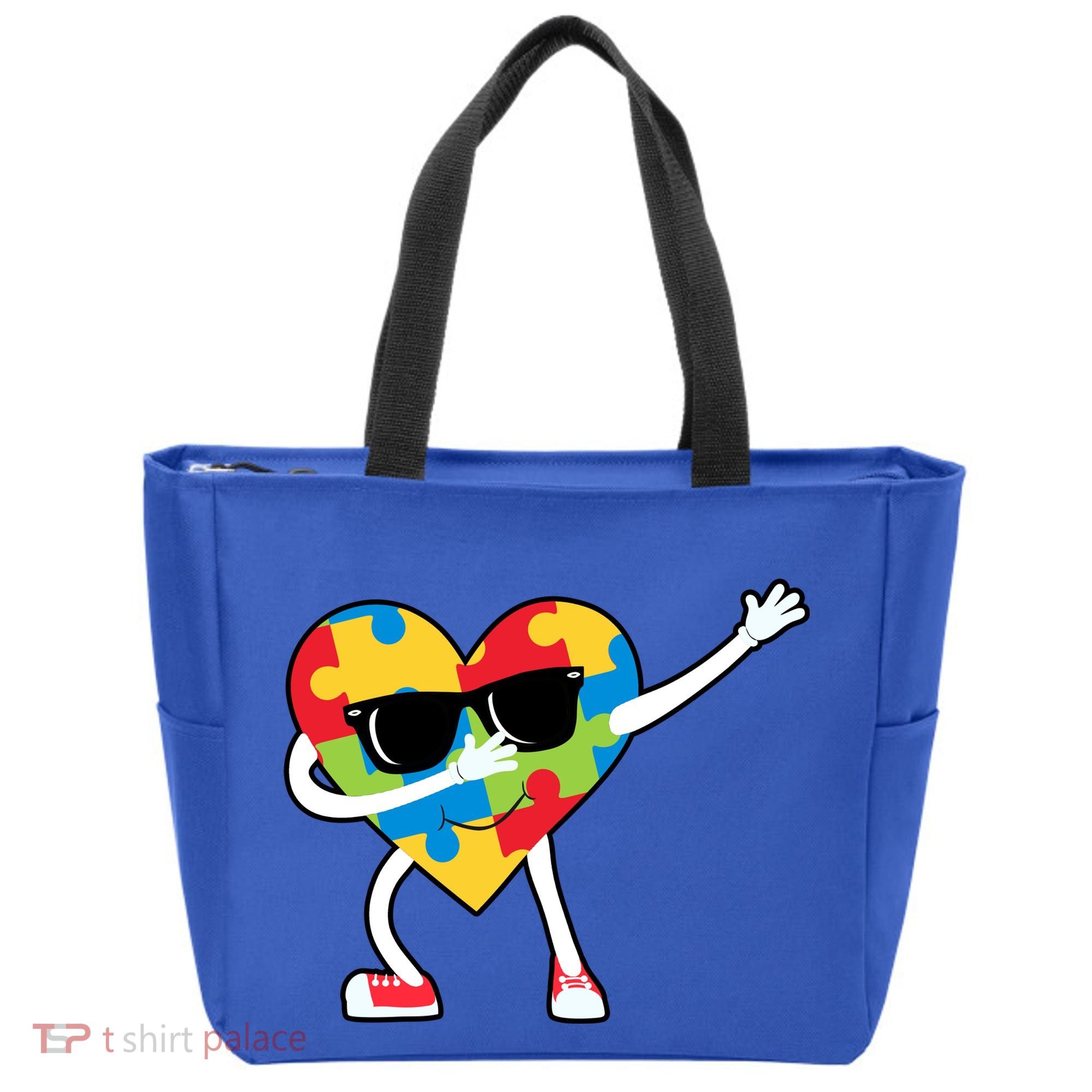 Dabbing Autism Awareness Puzzle Piece Heart Tote Bag