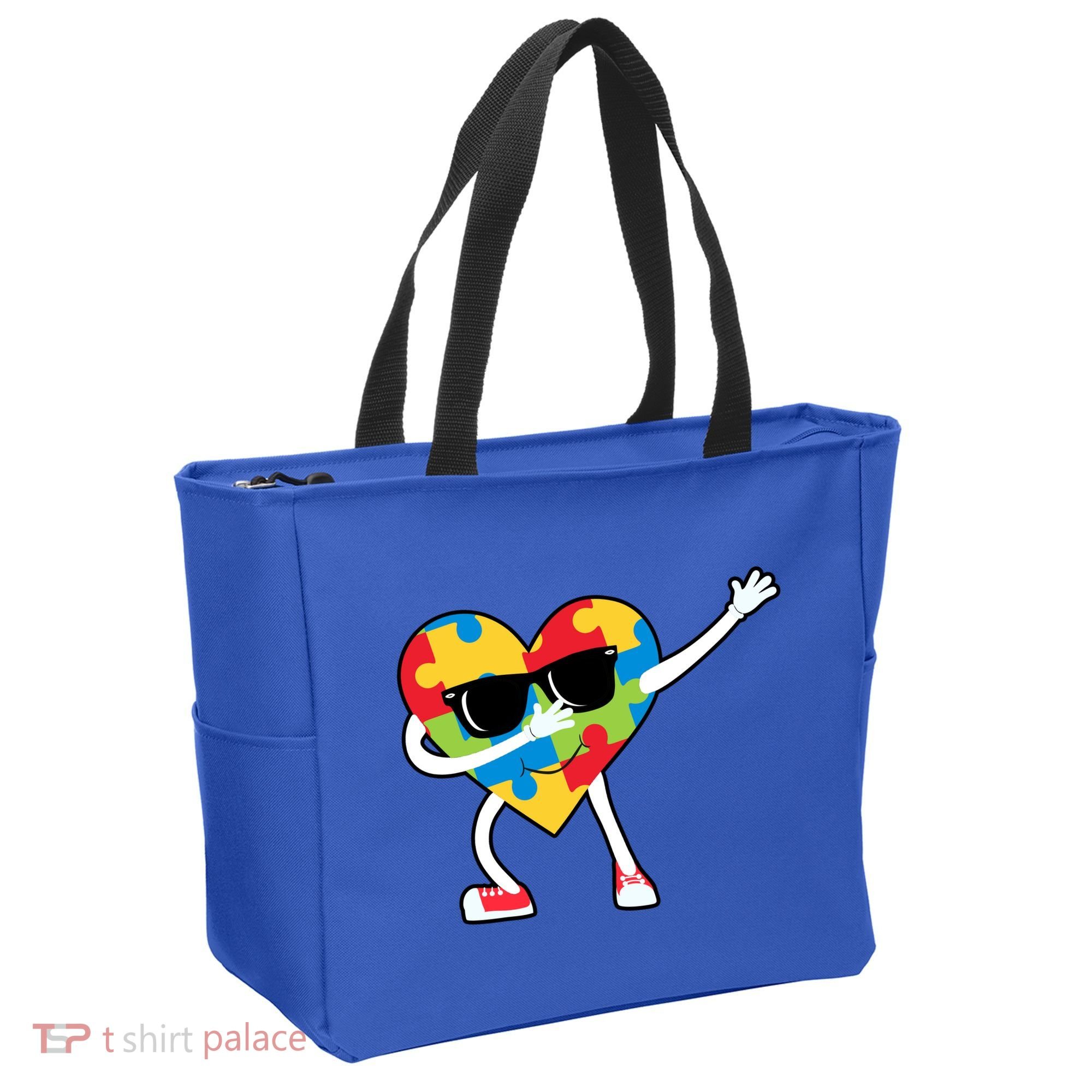 Dabbing Autism Awareness Puzzle Piece Heart Tote Bag