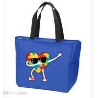 Dabbing Autism Awareness Puzzle Piece Heart Tote Bag thumb 3