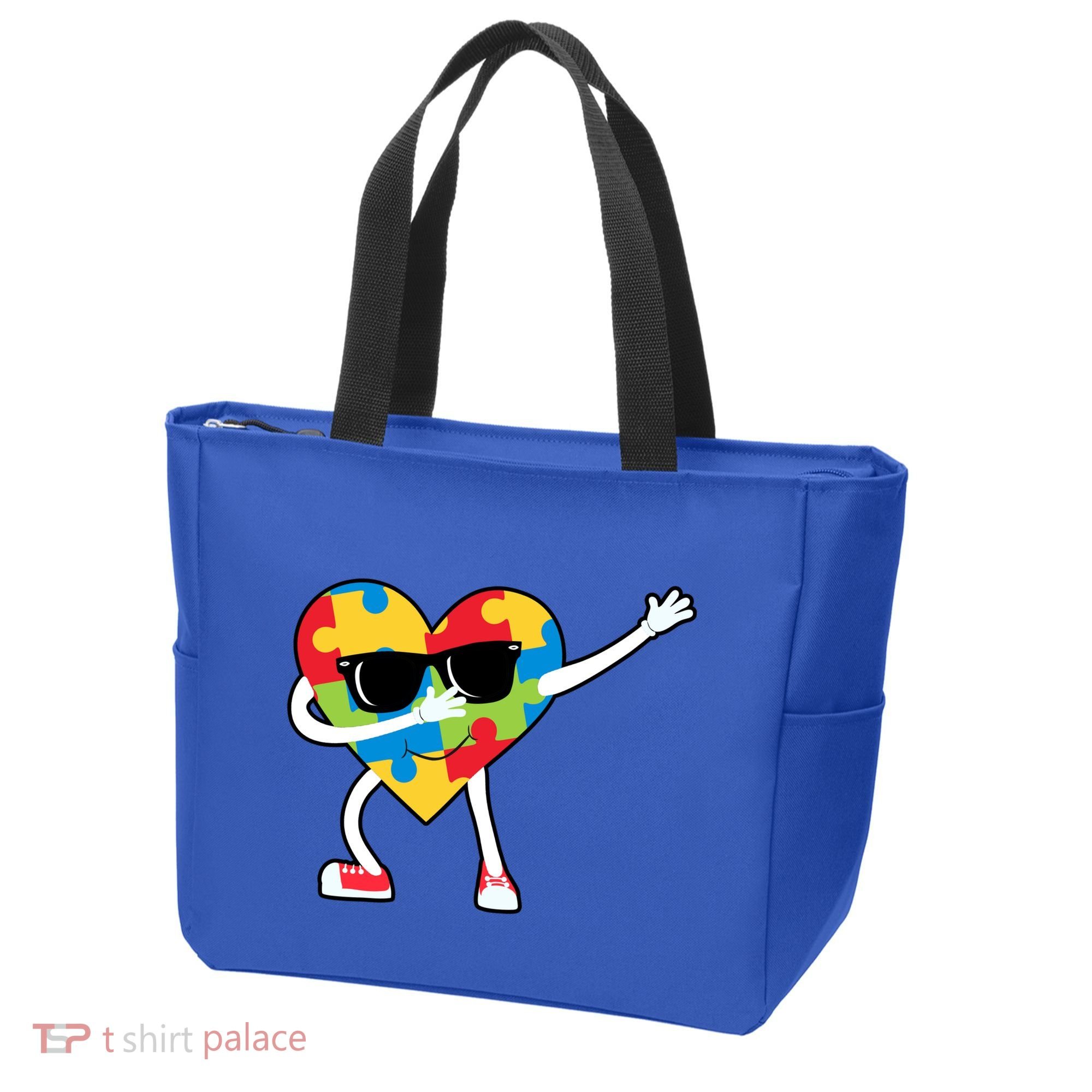 Dabbing Autism Awareness Puzzle Piece Heart Tote Bag