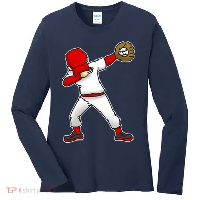 Dabbing Baseball Player Women's Long Sleeve Shirt