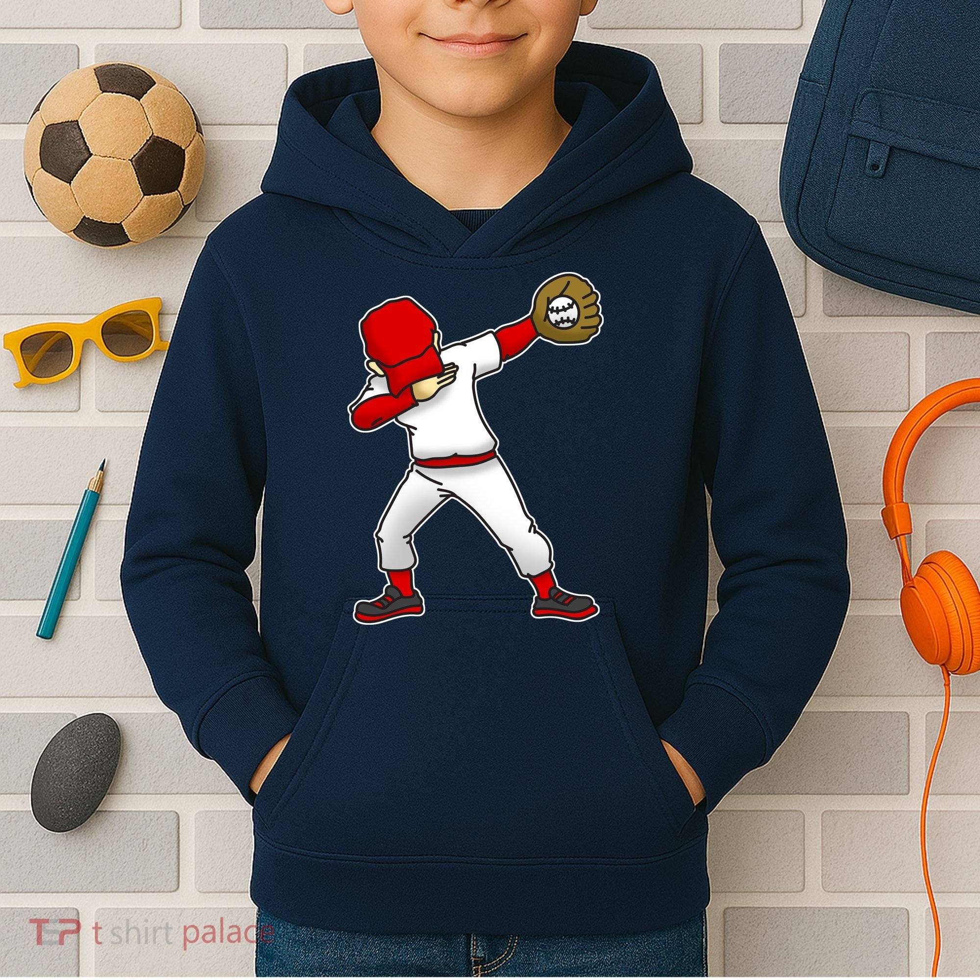 Dabbing Baseball Player Kids Hoodie