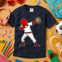 Dabbing Baseball Player Kids T-Shirt thumb 3