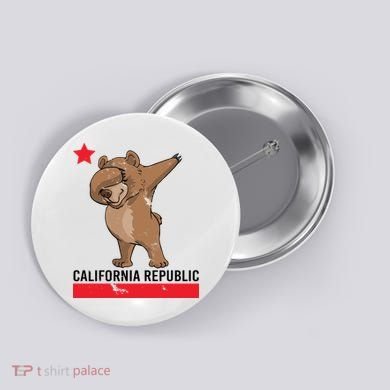 Dabbing California Republic Bear Button