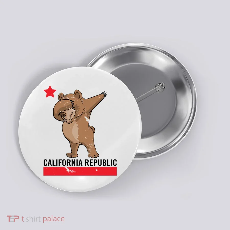 Dabbing California Republic Bear Button