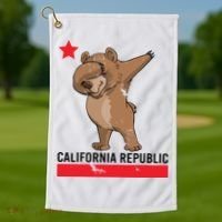 Dabbing California Republic Bear Golf Towel thumb 1