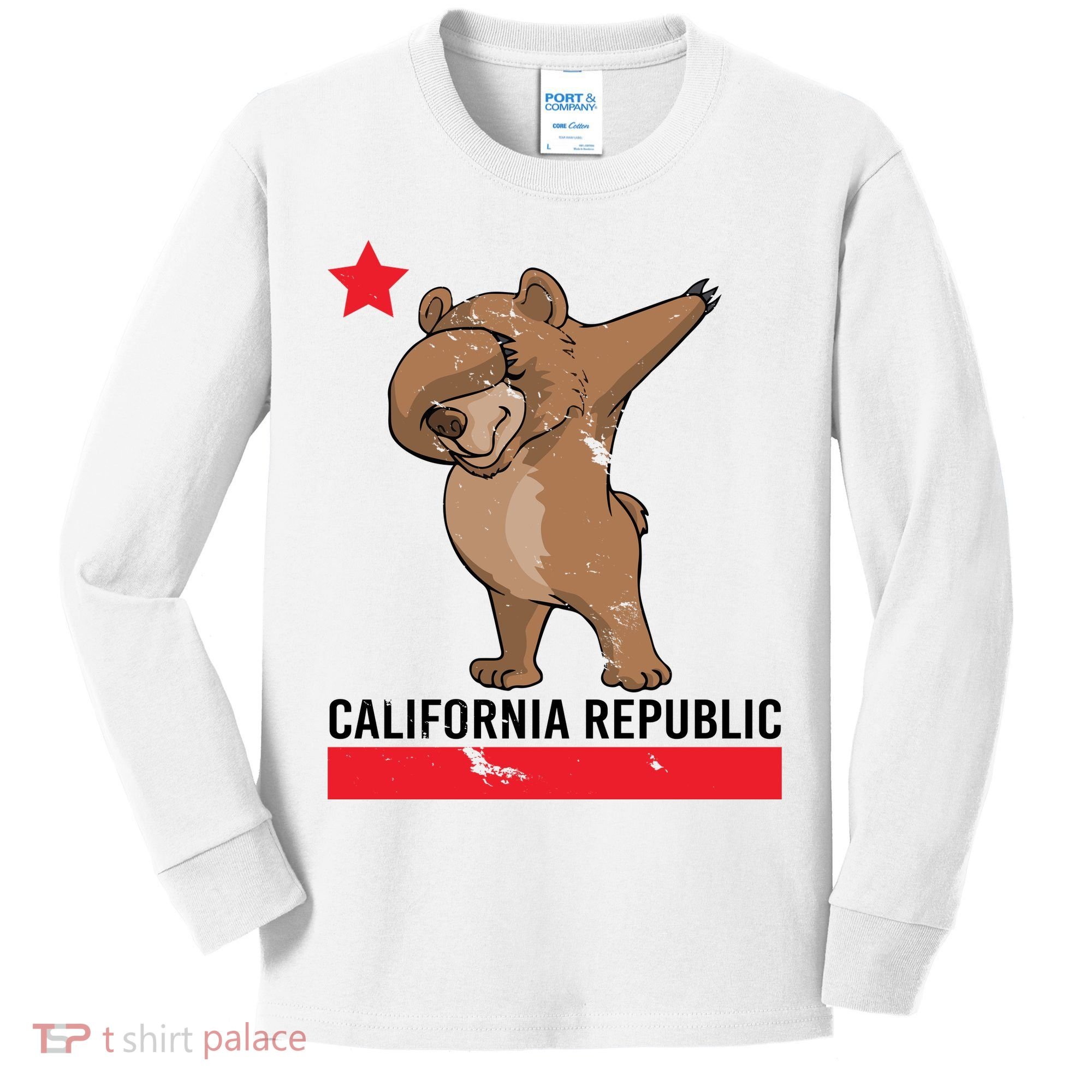 Dabbing California Republic Bear Kids Long Sleeve Shirt