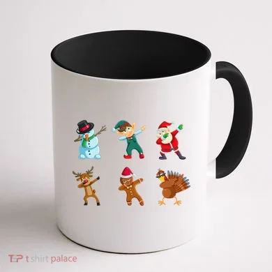 Dabbing Christmas Characters Coffee Mug back
