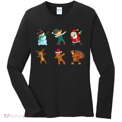 Dabbing Christmas Characters Women's Long Sleeve Shirt