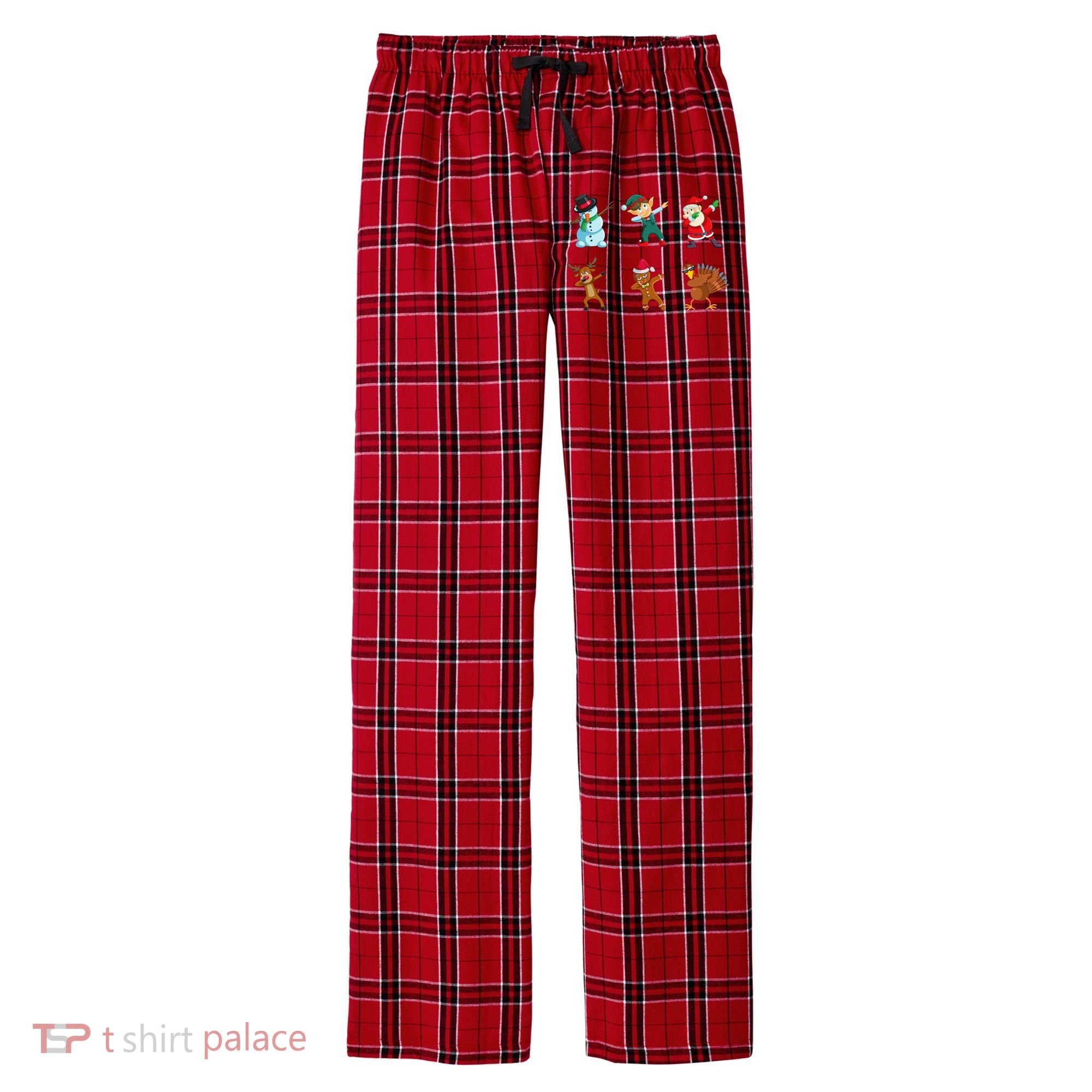 Dabbing Christmas Characters Men's Flannel Plaid Pajama Pants