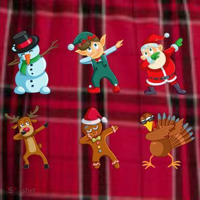 Dabbing Christmas Characters Men's Flannel Plaid Pajama Pants