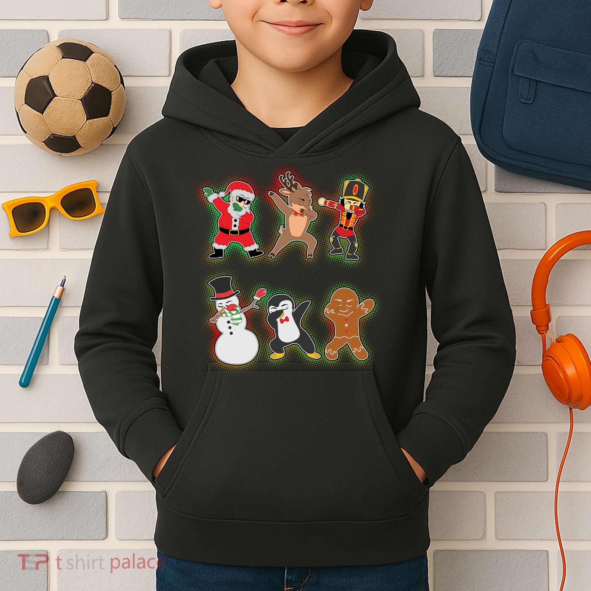Dabbing Christmas Characters Santa Dab Kids Hoodie