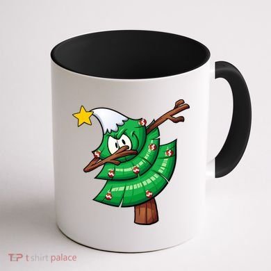 Dabbing Christmas Tree Coffee Mug back